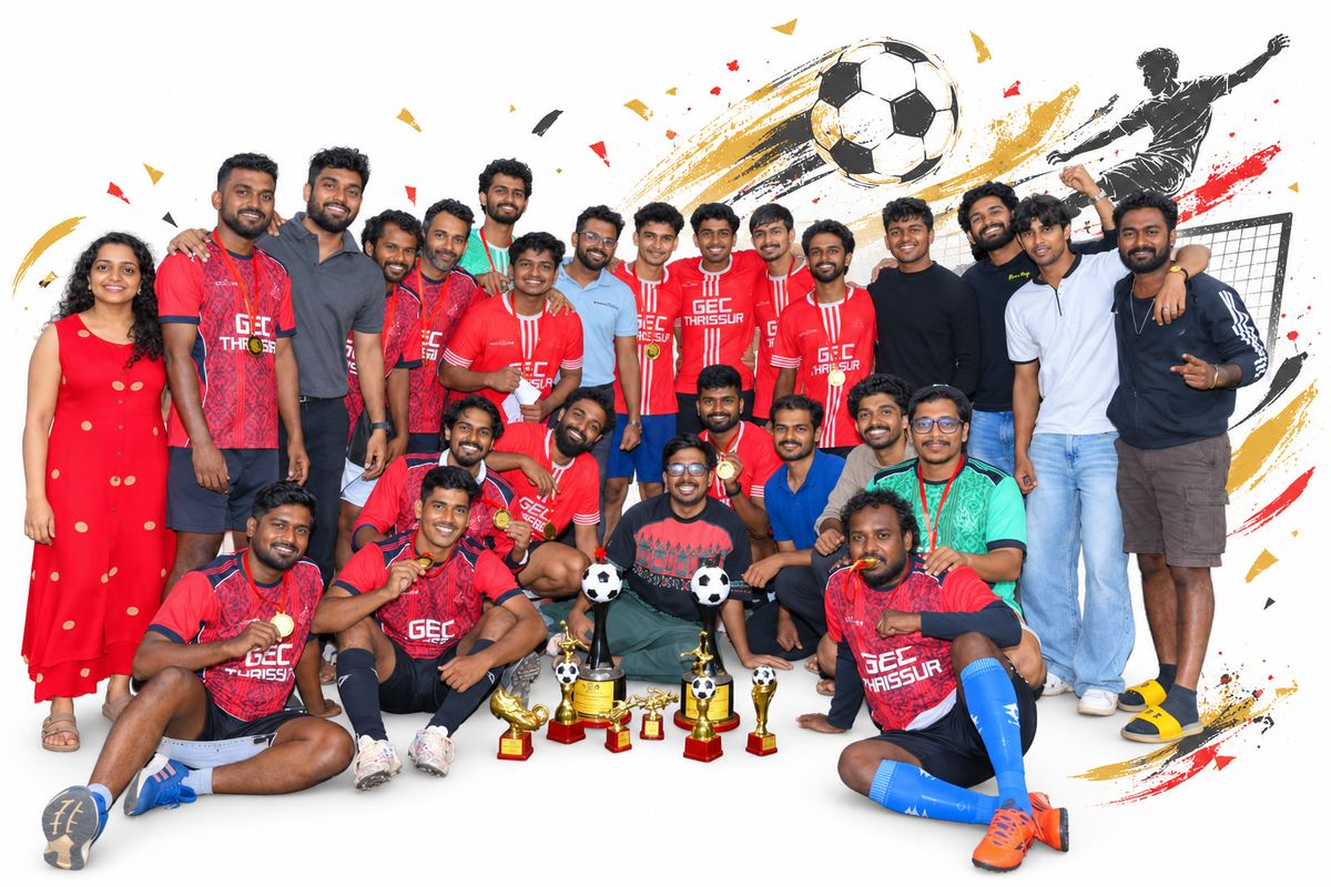 The GEC Thrissur football team with their trophies